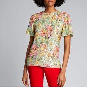 Prabal Gurung Multicolor Sequin Short Sleeve Top